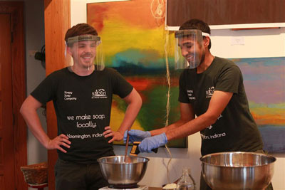 Mohammed and Anthony at a live soap making demo; photo courtesy of the Indiana Daily Student